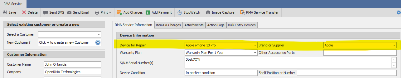 Selecting Device or Brand