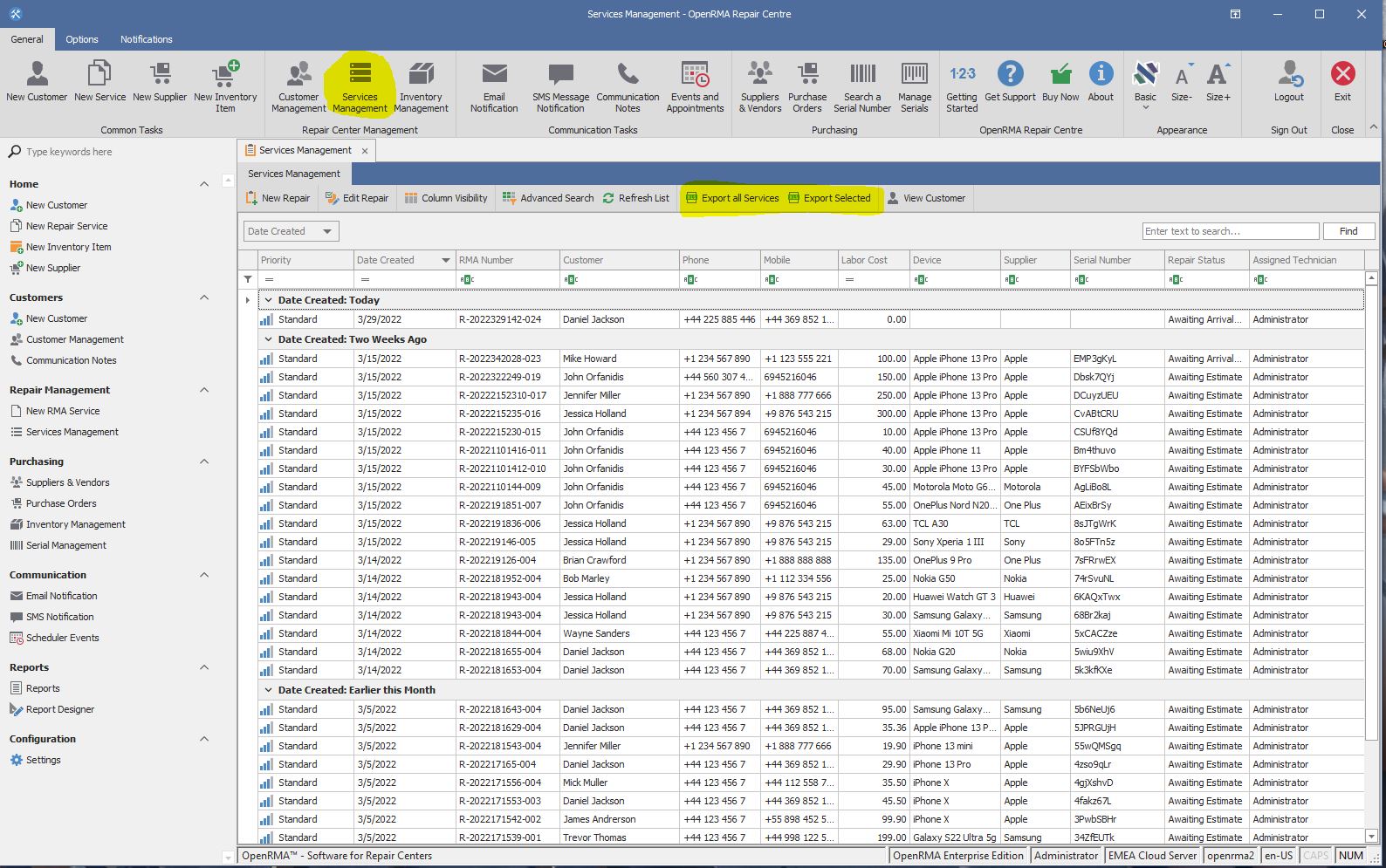 Screenshot Export Services