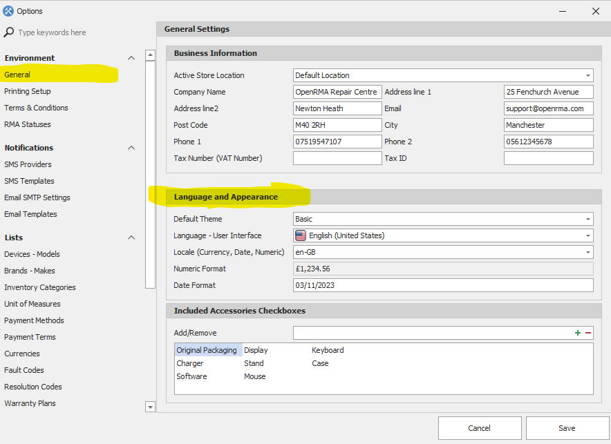 openrma-general-settings