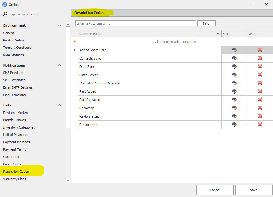 openrma-resolutioncodes-settings