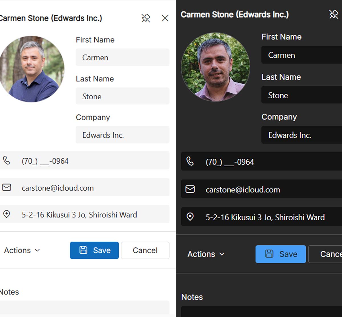 OpenRMA365 Quick edit customer sidebar.